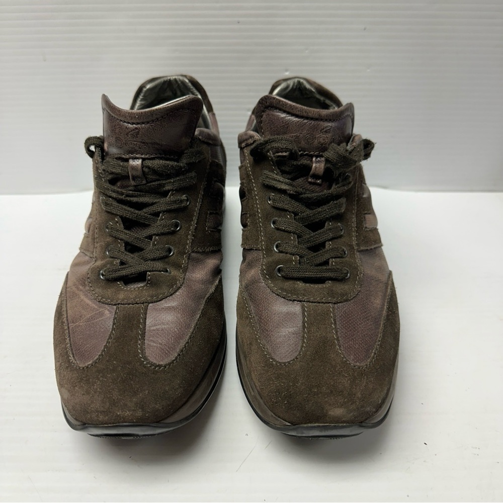 Hogan Men’s Low Top Sneakers Brown Suede Lace up US11